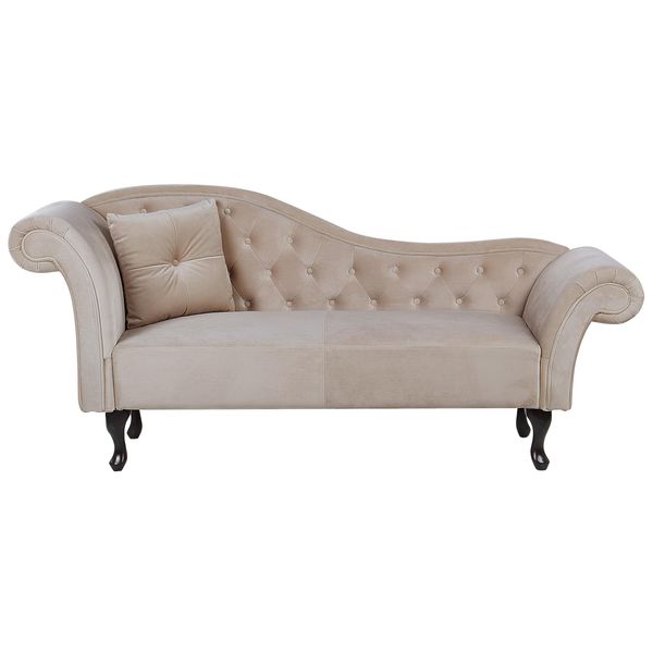 Chaiselongue Samtstoff Beige Linksseitig Lattes-image