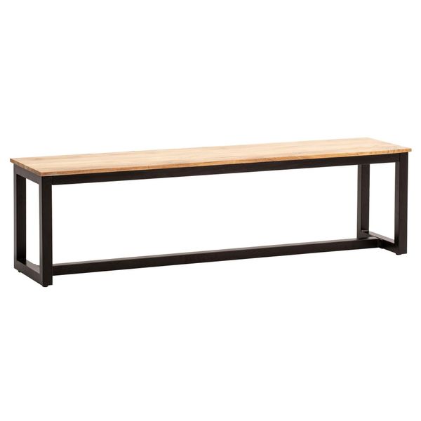 Esszimmerbank Massivholz Metall Loft-Stil Ohne Lehne, Akazie 160X40X45 Cm-image