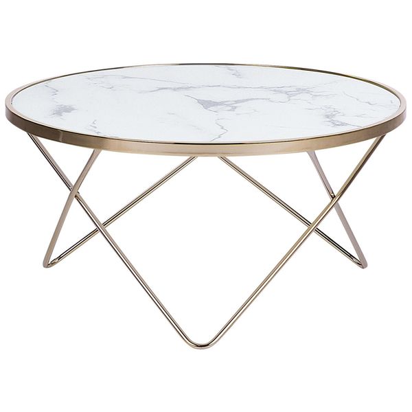 Couchtisch Marmor Optik Weiß/Gold 80 Cm Meridian-image