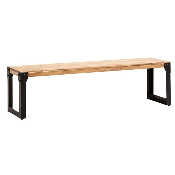 Esszimmerbank Massivholz Metall Ohne Lehne, Akazie 120X40X45 Cm-image