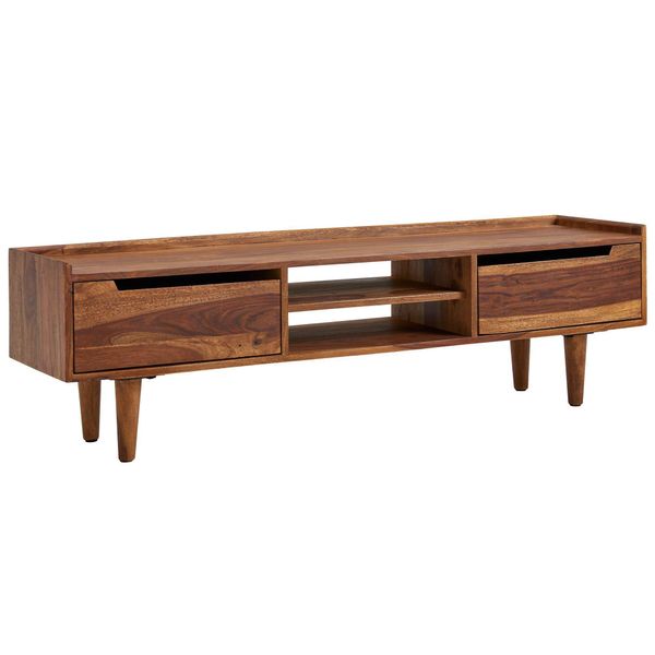 Lowboard Massivholz Landhausstil FüR 60-Zoll Fernseher Mit Stauraum Und Schutzlackversiegelung-image