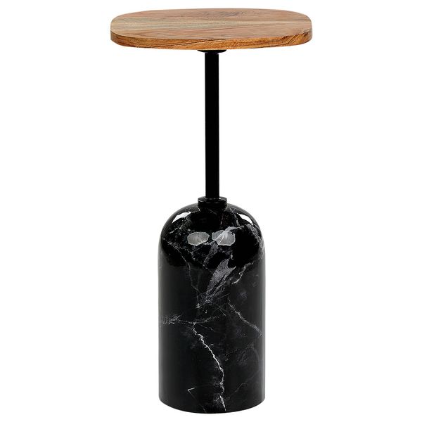 Beistelltisch Metall Heller Holzfarbton/Schwarz Rund 30 Cm Oasis-image