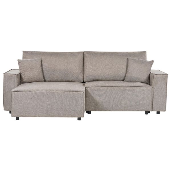 3-SITZER-ECKSOFA Taupe Linksseitig Mit Schlaffunktion Stauraum Karila-image