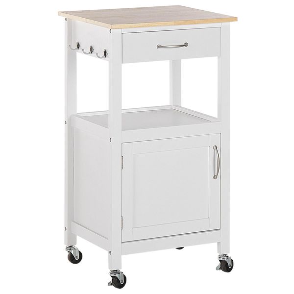 Servierwagen Weiß/Heller Holzfarbton Mit Schublade Siena-image