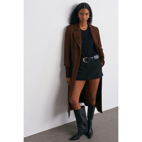 Strukturierter Tweed-Langer Mantel-image