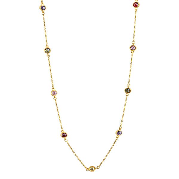 Kette Mit AnhäNger Celesta "375 Gelbgold Mit Zirkonia Bunt", Gelb, Halsketten, Damen, 42/45Cm, Gold, L: 45, GläNzend-image