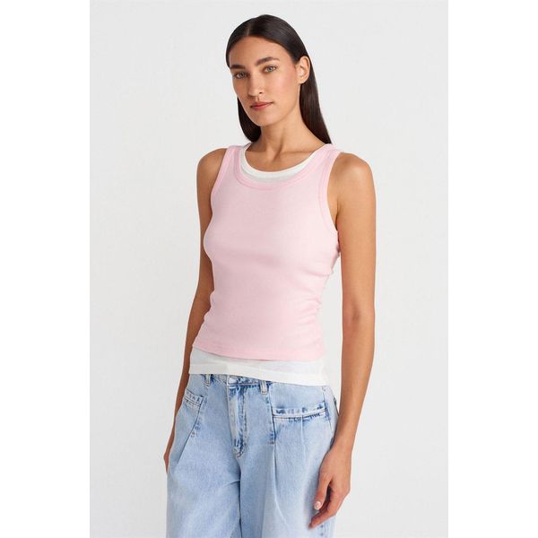 Rippstrick-Baumwoll-ÄRmellose Cami-Bluse-image