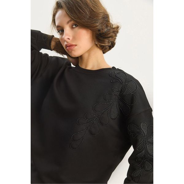 Bestickter Rundhals Langarm-Sweatshirt-image