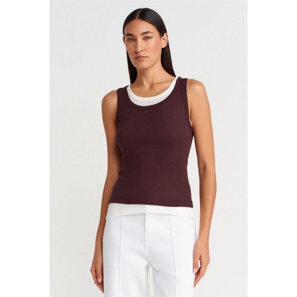 Rippstrick-Baumwoll-ÄRmellose Cami-Bluse-image