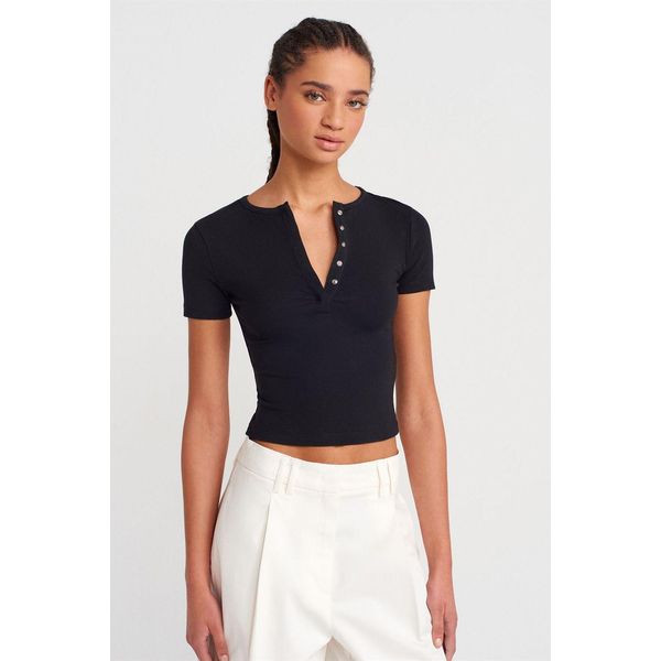 Schlanke Passform Crop-Jersey-Bluse-image