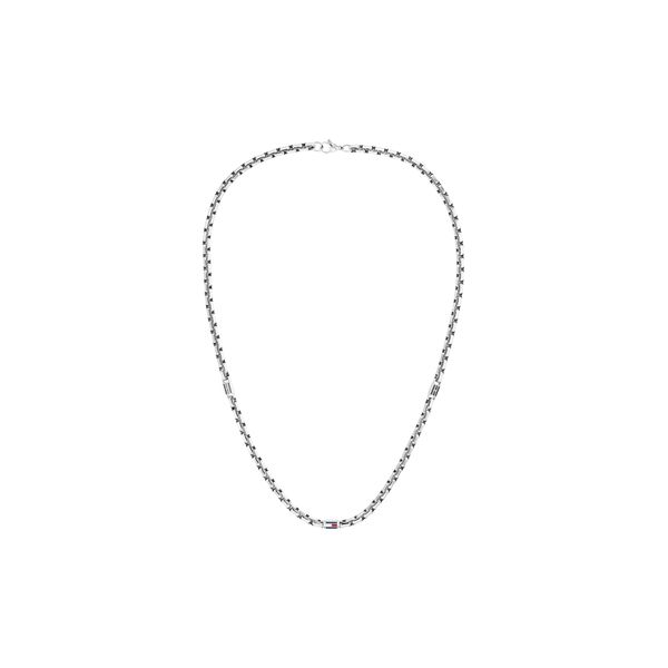 Edelstahlkette Tommy Hilfiger "3D Flag Metal", Edelstahlfarben, Rot, Blau, Weiß, Halsketten, Herren, Edelstahl, L: 56 B: 5Mm, Edelstahlkette, B:5Mm-image