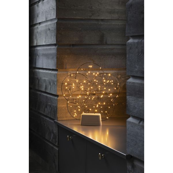 Led Dekolicht Konstsmide "Weihnachtsdeko", Schwarz, B:40Cm H:44Cm L:40Cm T:5Cm, Leuchten, Led Metallsilhouette "5 Kleine Ringe", Mit Holz-Fuß-image