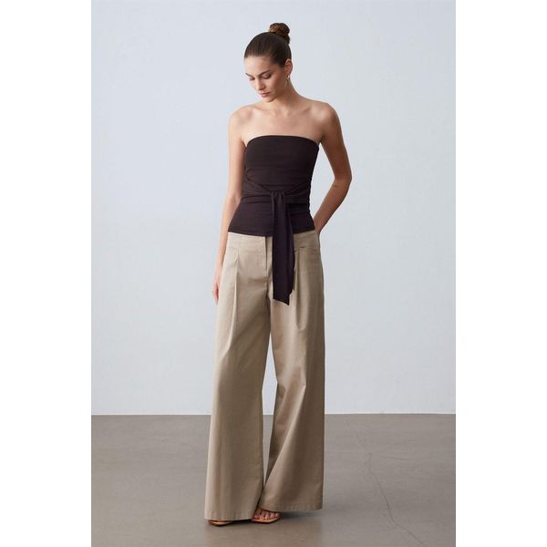 TräGerlose Slim-Fit-Jersey-Bluse Mit BindegüRtel-image