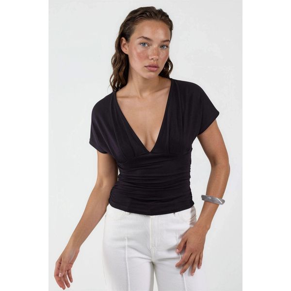 V-Ausschnitt Bluse Mit Schleifen-Detail-image