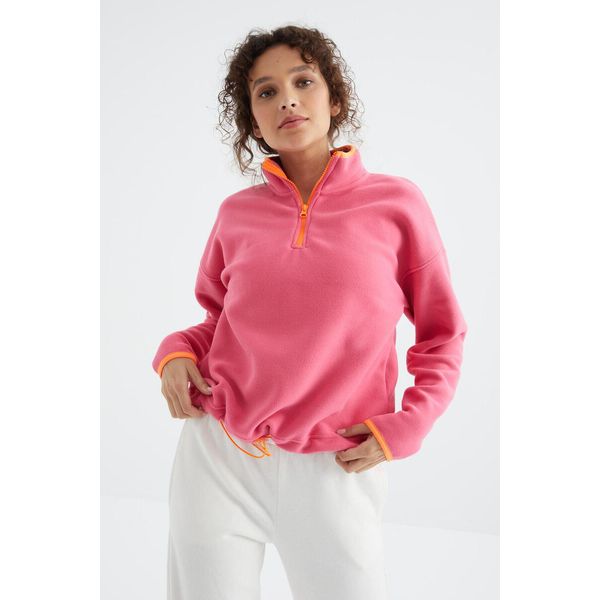 ÜBergroßEr PlüSch-Half-Zip-Sweatshirt-image