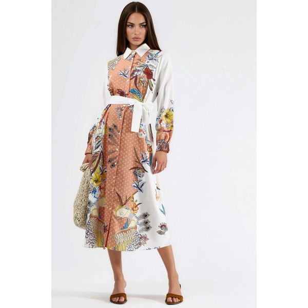 Blumen-Maxi-Kleid Mit Knopfverschluss-image