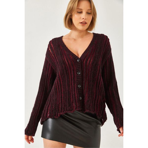 Gestreifter Rippstrick-Cardigan Mit V-Ausschnitt-image