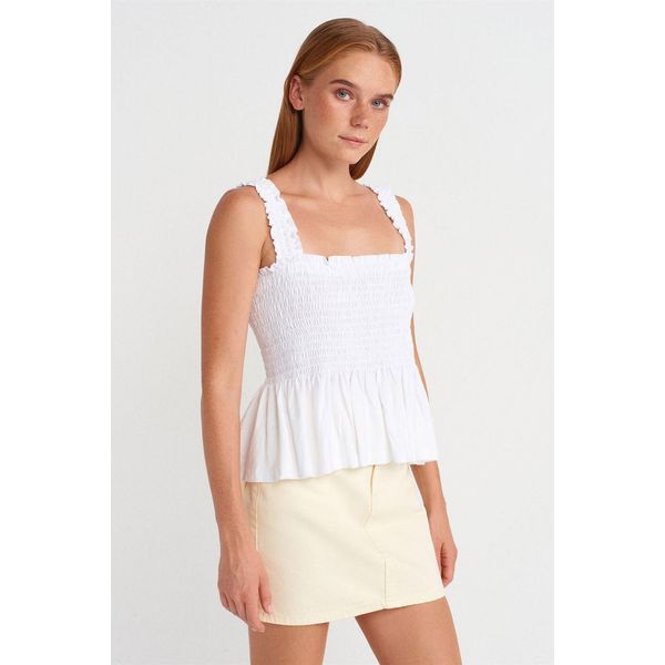 RüSchen-ÄRmellose Bluse Mit Quadrat-Ausschnitt-image