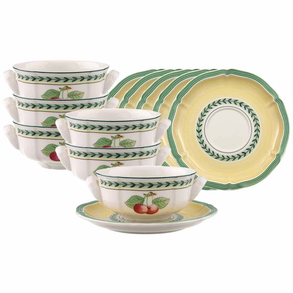 Tasse Villeroy & Boch "Suppentassen Mit Untertassen French Garden Fleurence 240 Ml 6Er Set Bunt", Bunt, B:17Cm H:7,6Cm Ø:17Cm, Porzellan, TrinkgefäßE, Tasse, SpüLmaschinengeeignet, Mikrowellenfest-image