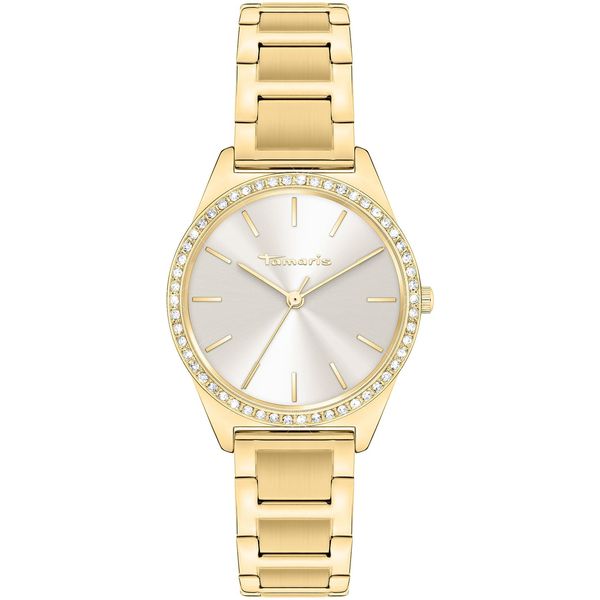 Quarzuhr Tamaris "TT-0045-MQ", Gold (Goldfarben), Armbanduhren, Damen, Quarzuhr, Armbanduhr, Damenuhr, Edelstahlarmband, Analog, Zirkonia (Synth.)-image