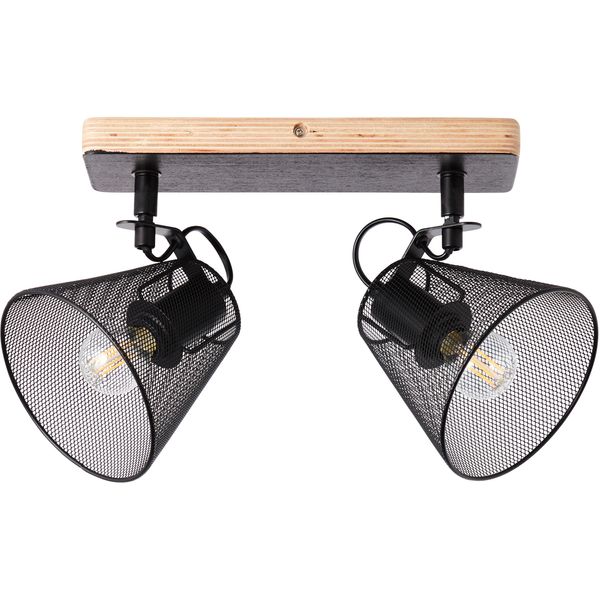 Brilliant Deckenstrahler "Whole", Schwarz (Schwarz, Holzfarbend), 2, H: 20Cm, 1 Stk., Leuchten, 2Flg Schwarz/Holzfarbend, Deckenstrahler-image