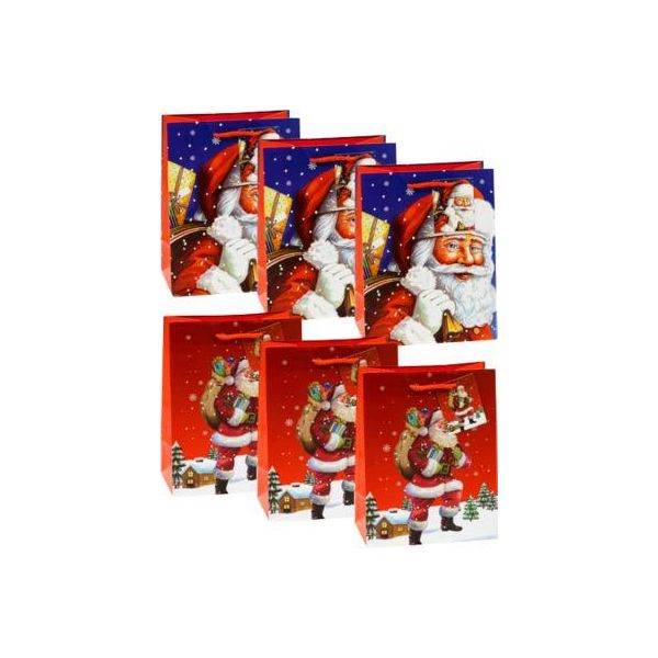 TSI GeschenktüTen Set Nikolaus, 6-Teilig, 3 X Motiv „Nikolaus In Landschaft“/3 X Motiv „Nikolaus Vor Blauem Himmel“, Pp-Folie, Blau-image