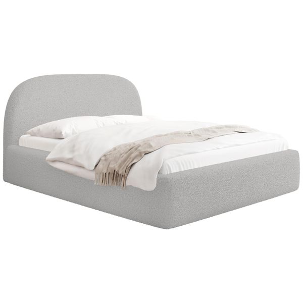 Polsterbett Puro Mit Bettkasten, Hellgrau Boucle 120 X 200 Cm – Mit Metall-Lattenrost-image