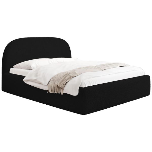 Polsterbett Puro Mit Bettkasten, Schwarz Boucle 160 X 200 Cm – Mit Metall-Lattenrost-image