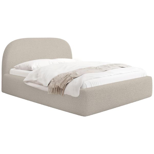 Polsterbett Puro Mit Bettkasten, Beige Boucle 120 X 200 Cm – Mit Metall-Lattenrost-image