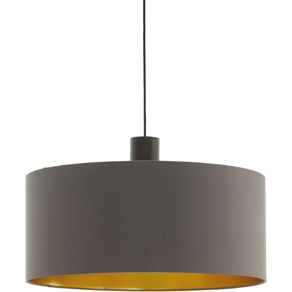 Eglo HäNgeleuchte "Concessa 1 Pendellampe, Stahl, Textil, E27, IP20, Esstischlampe, Lampe", Braun (Dunkelbraun, Cappuccino, Goldfarben), 1, Ø 53Cm, 1 Stk., Leuchten, HäNgelampe Mit Textil - FüR Esszimmer, KüChe Oder Wohnzimmer, HäNgeleuchte-image