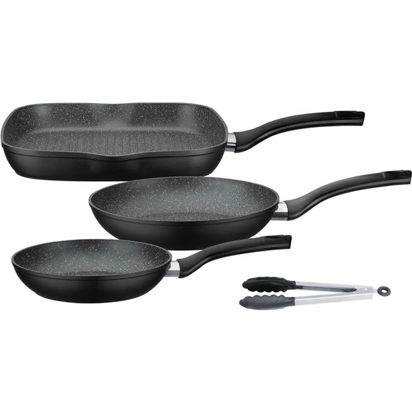 Pfannen-Set Gsw "Gourmet Granit", Silber (Schwarz, Silberfarben), Ø:28Cm, Pfannen, Induktion-image