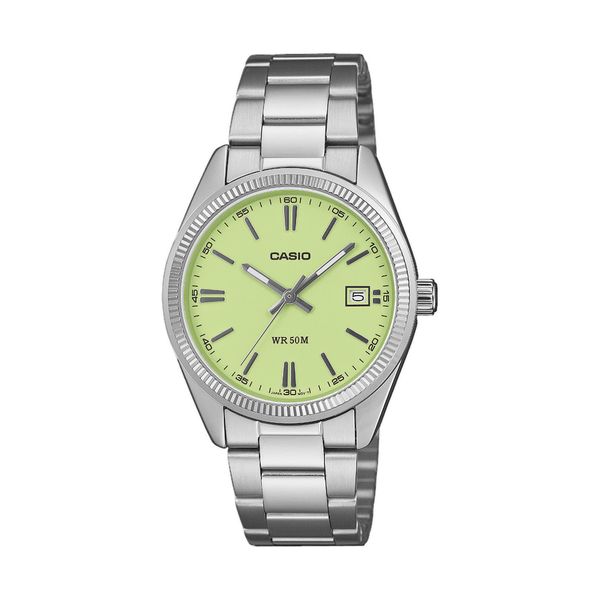 Quarzuhr, Edelstahlfarben, HellgrüN, Casio Timeless Collection, Armbanduhren, Herren, Quarzuhr, Armbanduhr, Damenuhr, Herrenuhr, Edelstahlarmband, Analog, Tag-image