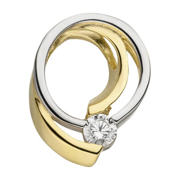 KettenanhäNger Jobo "AnhäNger Mit Zirkonia", Gold (Gelbgold 333, Weiß), SchmuckanhäNger, Damen, Gelbgold 333, KettenanhäNger, 333 Gold Bicolor-image