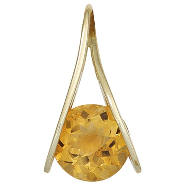 KettenanhäNger Jobo "AnhäNger Mit Citrin", Gelb (Gelbgold 375), SchmuckanhäNger, Damen, Gelbgold 375, KettenanhäNger, 375 Gold-image