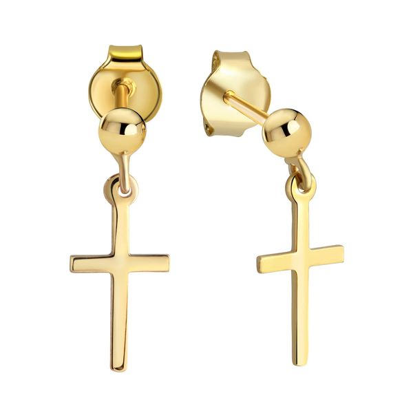Paar Ohrstecker Firetti "Schmuck Geschenk Gold 375 Ohrschmuck Kreuz", Gold (Gelbgoldfarben), Ohrringe, Damen, Gelbgold 375-image