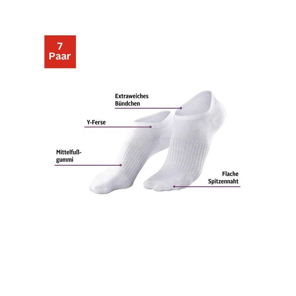Sneakersocken Lascana Active, Damen, Gr. 35-38, Weiß (7X Weiß), Obermaterial: 69% Baumwolle, 29% Polyamid, 2% Elasthan, Uni, Elastisch, Socken Sneakersocken, Mit MittelfußGummi-image