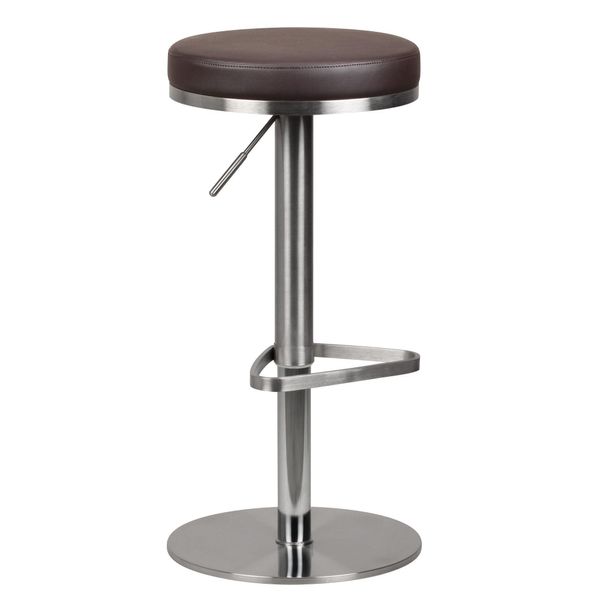 Barhocker HöHenverstellbar Gepolstert Triangel-FußAblage Elbe, Braun 38X38X82 Cm-image