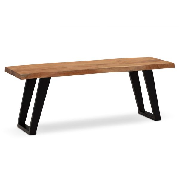 Sitzbank – Akazie Massivholz/Metall, 120X40X45,5 Cm, Mit Baumkante, U-Beine-image