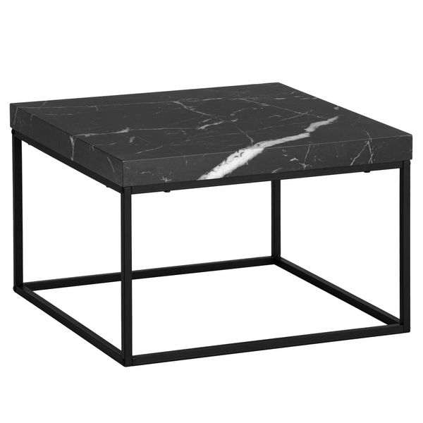 Couchtisch In Stein-Optik Mit Metallbeinen Im Modernen Design, Schwarz 60X60X38 Cm-image