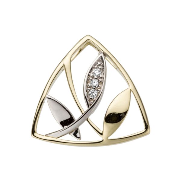 KettenanhäNger Jobo "GoldanhäNger 16 Mm", Gelbgold 585, SchmuckanhäNger, Damen, SI = Kleine EinschlüSse, Diamanten Gelbgold 585 WeißGold 585, Diamanten, Gelbgold 585, WeißGold 585, KettenanhäNger, 14 Karat 585 Gold Bicolor Mit 3 Diamanten-image