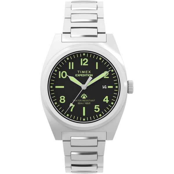 Quarzuhr Timex "Capstone", Silber (Edelstahlfarben), Armbanduhren, Herren, Quarzuhr, Armbanduhr, Herrenuhr, Edelstahlarmband, Datum, Leuchtzeiger-image