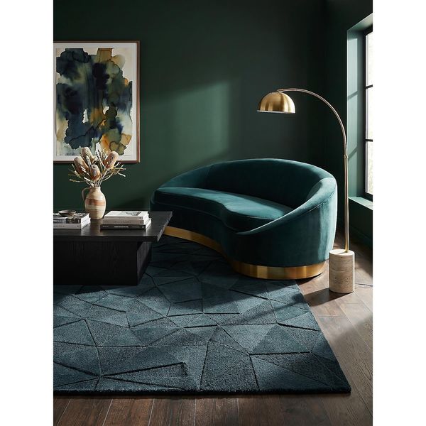 Wollteppich Geometrisch Petrol 200 X 290 Cm - Deben Kadima Design-image