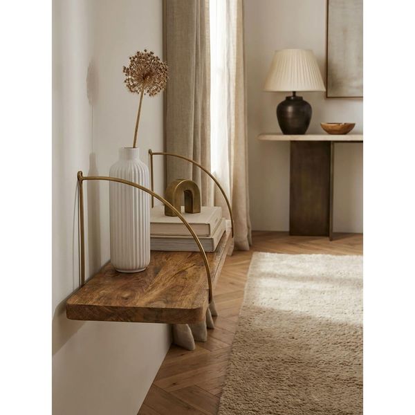 Wandregal Massivholz Metall Kleines Industrial, Mango 60X22X25 Cm-image