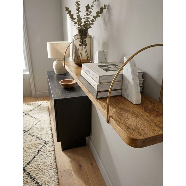 Wandregal Massivholz Metall Kleines Industrial, Mango 120X25X22 Cm-image