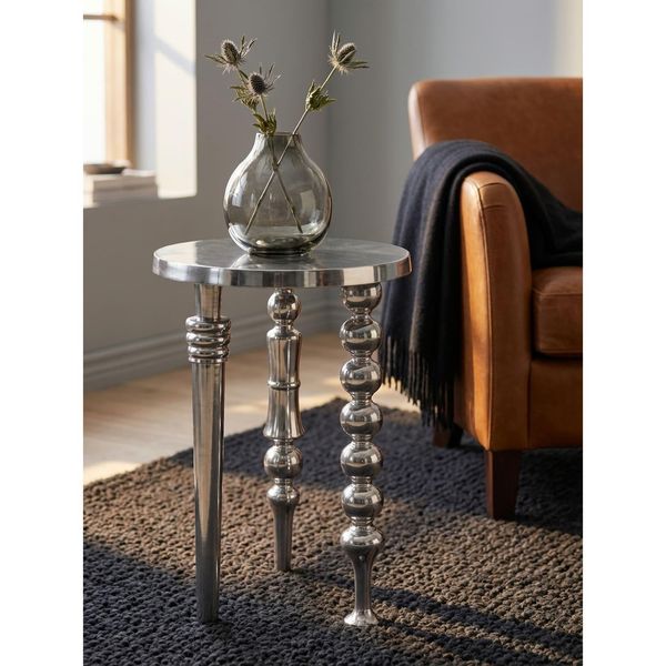 Beistelltisch – Aluminium Silber 44X44X63 Cm Dreibein Design-image