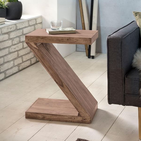 Beistelltisch Massivholz Z Cube Landhausstil Design Mumbai, Akazie 30X44X59 Cm-image