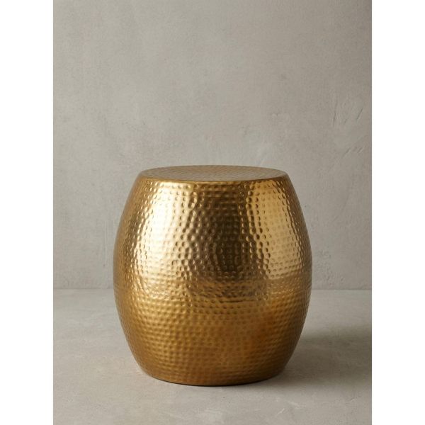 Beistelltisch Aluminium Rund Orientalisch Hammerschlag, Gold 42X42X42 Cm-image