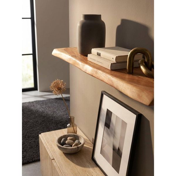 Wandregal Massivholz Baumkante Landhausstil, Akazie 80X25X4 Cm-image