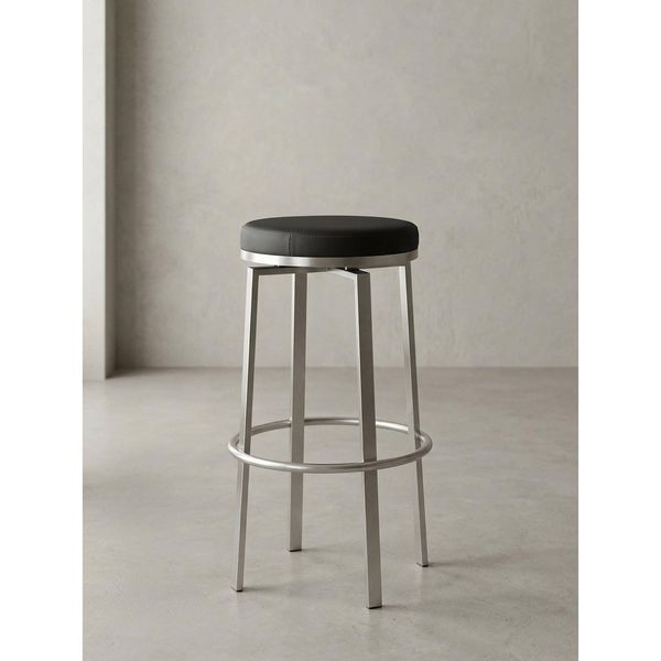 Barhocker – Edelstahl Schwarz, Drehbar, Gepolstert, 42X76X42 Cm, WL1.947-image