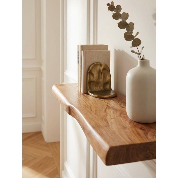 Wandregal Massivholz Baumkante Landhausstil, Akazie 60X26X4 Cm-image